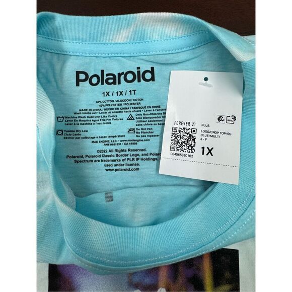 NWT Polaroid Forever 21 Tie Dye Plus Size Cropped Short Sleeve Tee Size 1X - Picture 4 of 6